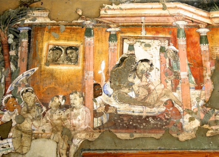 <i>Vishvantara Jataka</i>, Cave 17, Ajanta, Maharashtra. Circa. 460–c. 485, mural painting. Image courtesy of the author