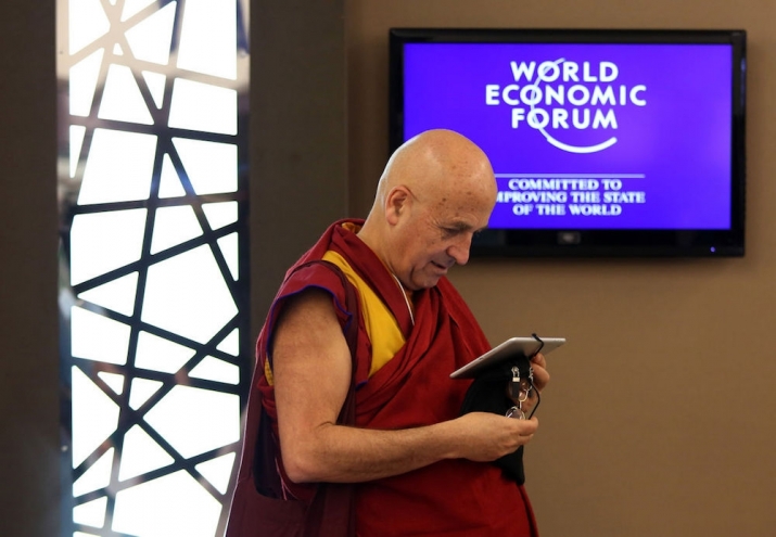 Venerable Matthieu Ricard at the World Economic Forum in Davos last week. Photo by Chris Ratcliffe. From Bloomberg.com