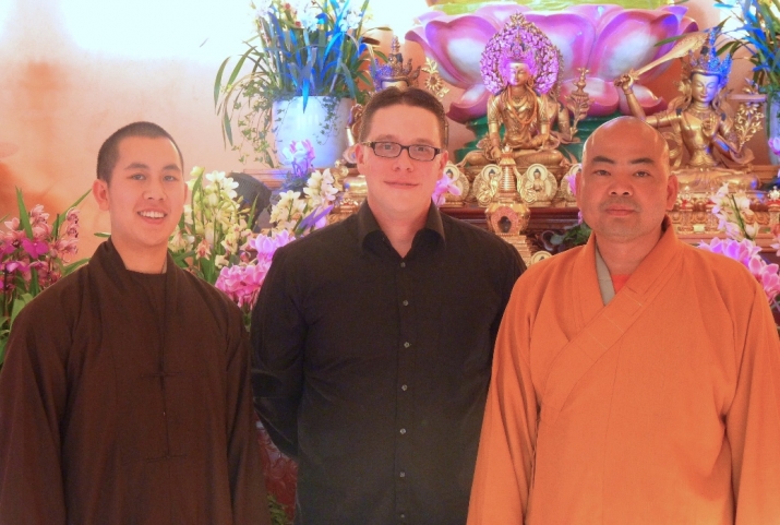 The author, with Ven. Thich Vien Nhan (left) and Ven. Thich Vien Ngo (right)
