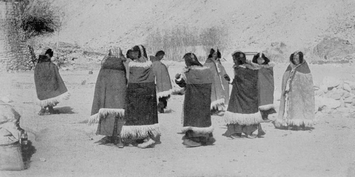 <i>Dancing women in Chusut</i>, by Sven Hedin. Photograph. After <i>Trans-Himalaya, Discoveries and Adventures in Tibet</i>, Vol. 2, 1909, The Macmillan Company, New York, fig. 282