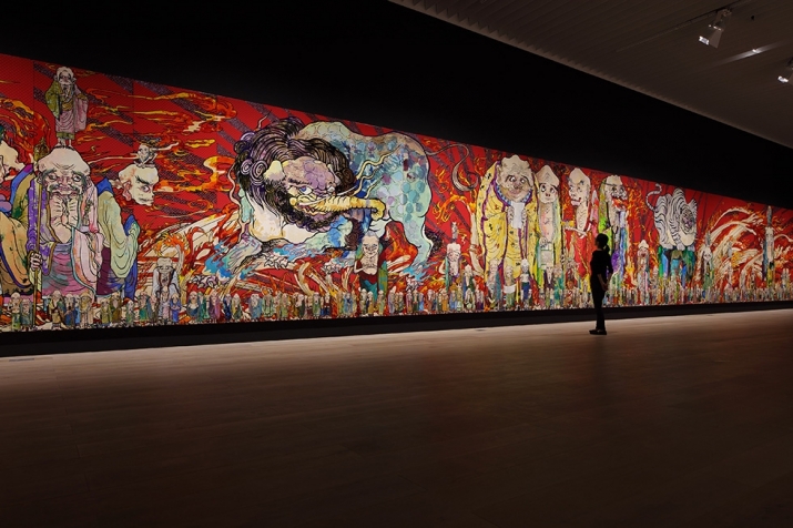 <i>The 500 Arhats</i> [The White Tiger] (detail), by Takashi Murakami. 2012, installation view: 
