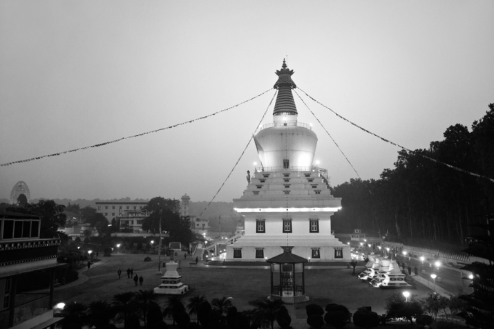 The World Peace Stupa at twilight