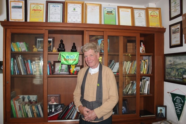 John D. Stevens in the office of 100 Schools in Chiang Mai, northern Thailand. Photo by Nyein Nyein. From irrawaddycom