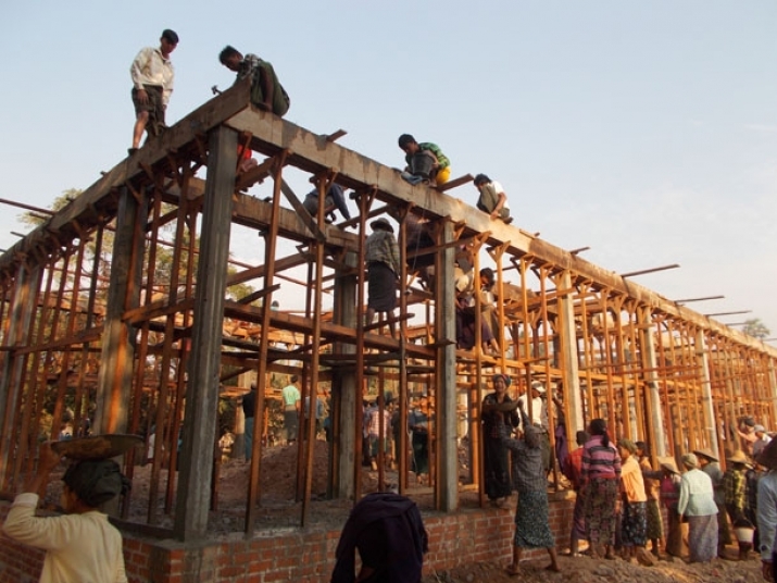 A school under construction in Mandalay. From irrawaddy.com