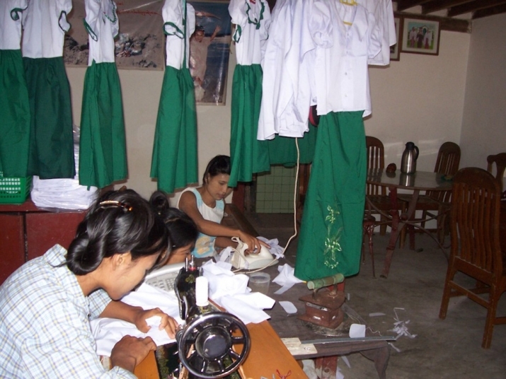 100 Schools also employs wives and relatives of its construction team to make school uniforms for students. From 100schools.org