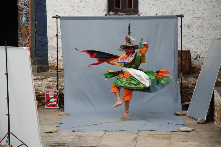 Black Hat dancer in a photo shoot with Herbert Migdoll, Yungdrung Choeling Dzong, Bhutan, 2006. From Core of Culture