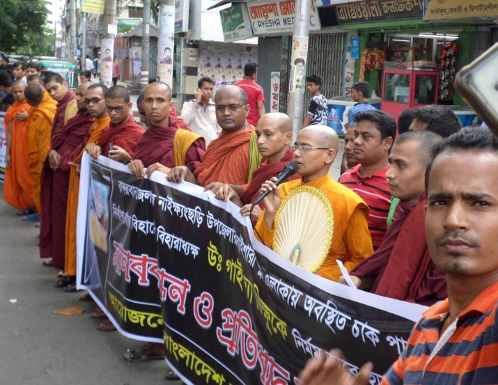 Ven. Gautami speaks at a gathering in Chittagong in protest against the killing of a Buddhist monk in Bandarban District in the Chittagong Hill Tracts. From Bangladesh Bhikkhuni Sangha Facebook