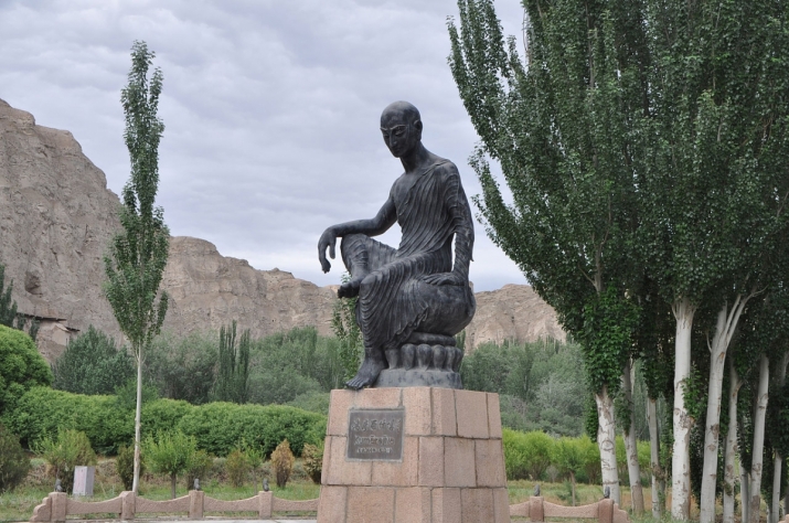 Statue of Kumarajiva in front of the Kizil Caves in the Xinjiang Uygur Autonomous Region, China. From wikipedia.org