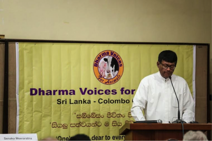 Senaka Weeraratna speaking at the inauguration of DVA Sri Lanka. Image courtesy Senaka Weeraratna