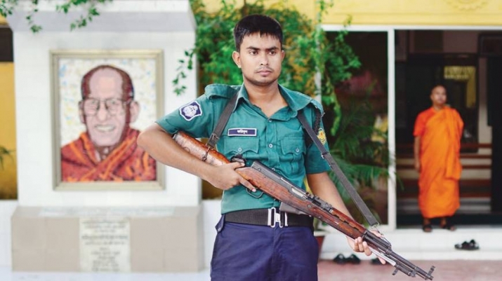 Security beefed up at Dharmarajika Buddhist Monastery. From dhakatribune.com