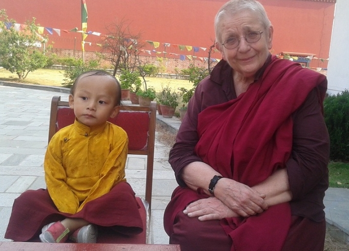Trulshik Rinpoche's <i>yangsi</i> and Ani Jinba at Sitapaila, April 2016