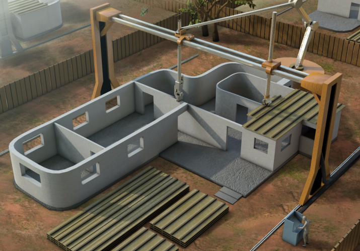 Contour Crafting utilizes a giant robotic 3D printing gantry to precision fabricate low-cost, livable housing, including conduits for utilities such as electricity and water, in a matter of hours. From techinsider.io