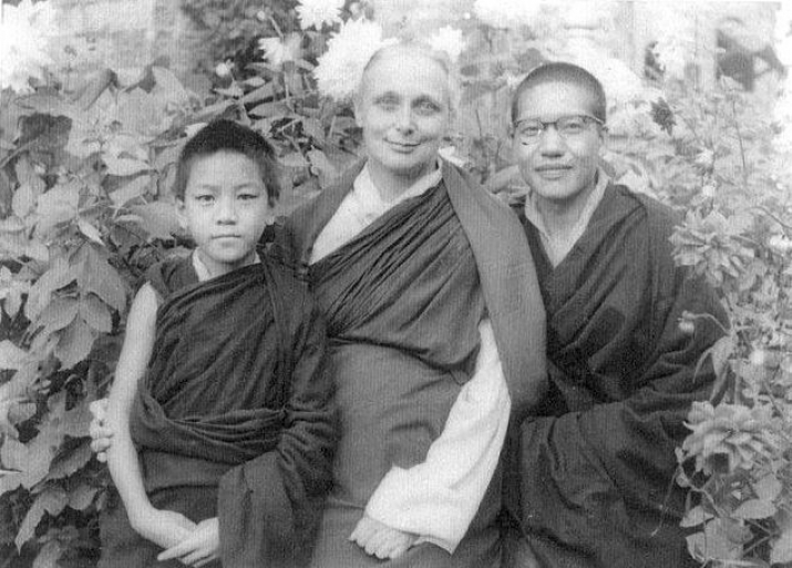 Freda Bedi, center, with Ringu Tulku Rinpoche and Akong Tulku Rinpoche. From pintrest.com
