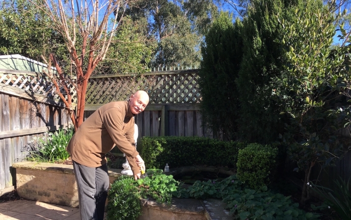 Tending the Buddha garden at the retreat house in Panania Green, Sydney. Photo by Jin Jin
