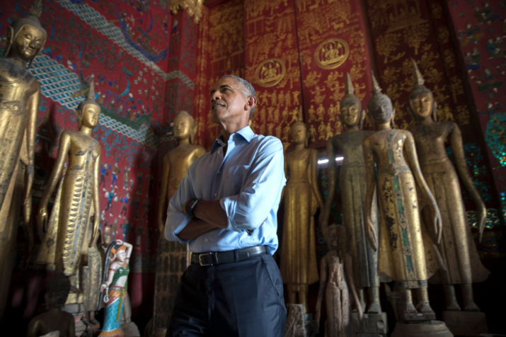 US president Obama toured the Buddhist monastery complex of Wat Xieng Thong during a visit to Luang Prabang on Wednesday. From nytimes.com