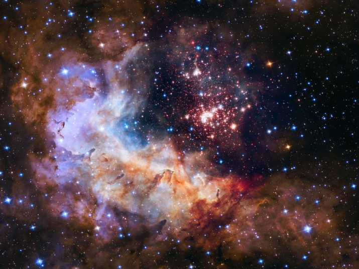 A glittering tapestry of young stars exploding into life, taken for the Hubble space telescope's 25th anniversary. From esa.int