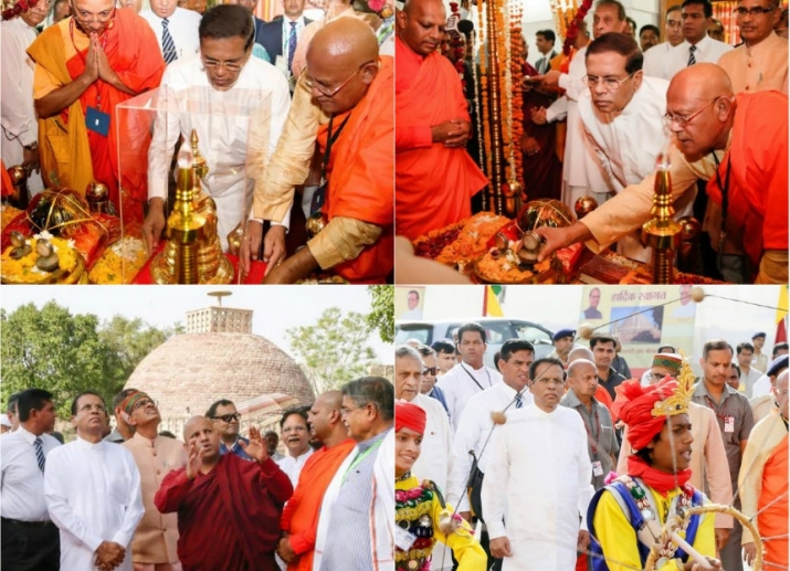 Sri Lankan President Maithripala Sirisena visiting Sanchi on 16 May 2016. From omlanka.net