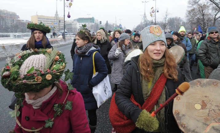 Protesters march in Warsaw, demanding full protection for the Bialowieza Forest, considered Europe's last primeval woodland. From newsok.com