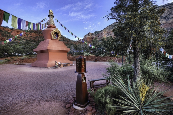 The Amitabha Stupa and Peace Park is situated on 14 pristine acres (5.7 hectares) in the heart of Sedona, Arizona. Photo by Wib Middleton
