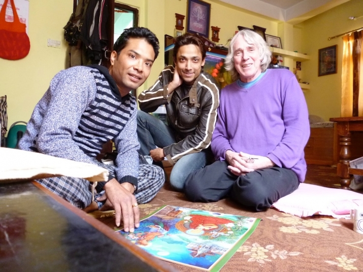 Left to right, Raj Prakash with Samundra Man, and the author. Image courtesy of the author