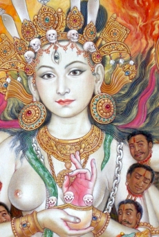 Facial detail of the goddess Annapurna by Udaya Charan Shrestha. Image courtesy of the author