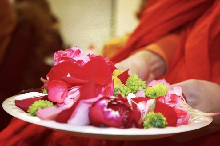 A floral offering from the 40th anniversary blessing ceremony. Photo by Tashi Gyamco