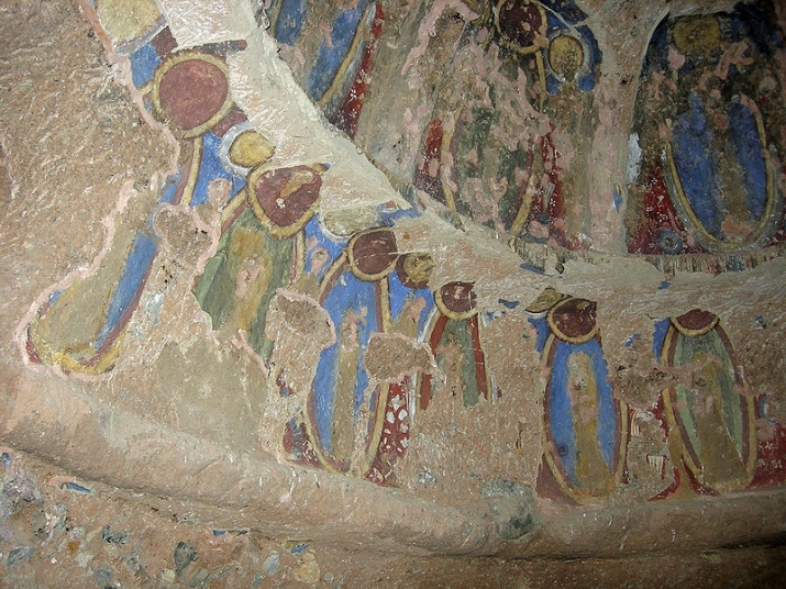 Remnants of cave paintings in the monastic center of Bamiyan. From wikimedia.org