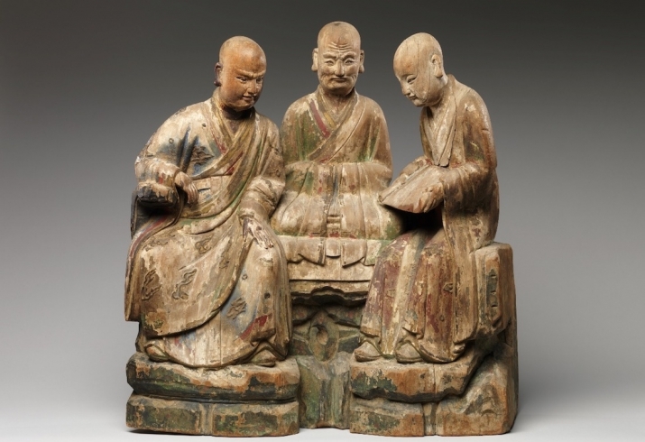 <i>Three Arhats</i> (Luohans), 56.5cm, willow, 1450-1650. Metropolitan Museum of Art. From metmuseum.org