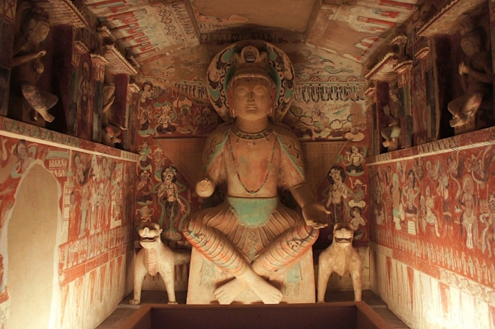 Statue of Maitreya Buddha in cave 275 from Northern Liang (397-439), one of the earliest caves. 2. From thehistoryhub.com
