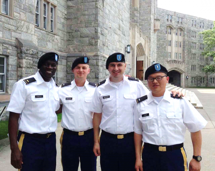 Venerable Guan Zhen, right, with colleagues at West Point. Image courtesy of Venerable Guan Zhen