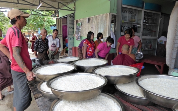 About 300 kilograms of rice have to be cooked daily to feed everyone at Thabarwa