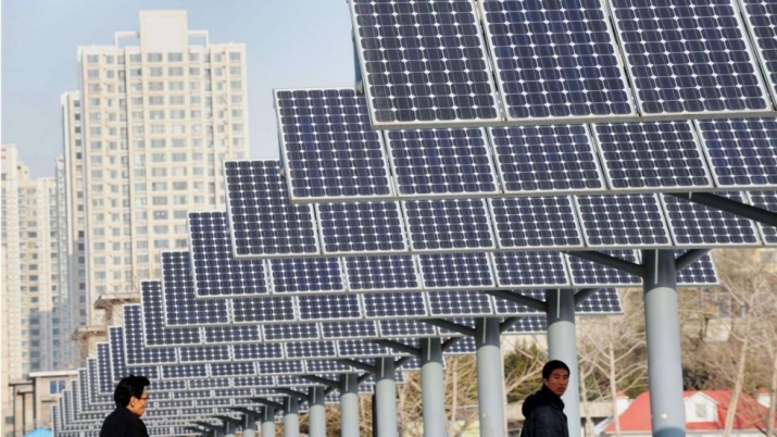 A row of solar power panels installed for public electricity supply in Shenyang, Liaoning province, northeast China. From scmp.com