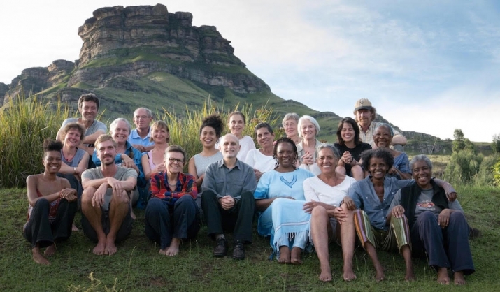 Sangha at Dharmagiri completing a one-month retreat called Being Dharma, led by Kittisaro and Thanissara (front row, third and fourth from left). Photo by Frederic Fasano