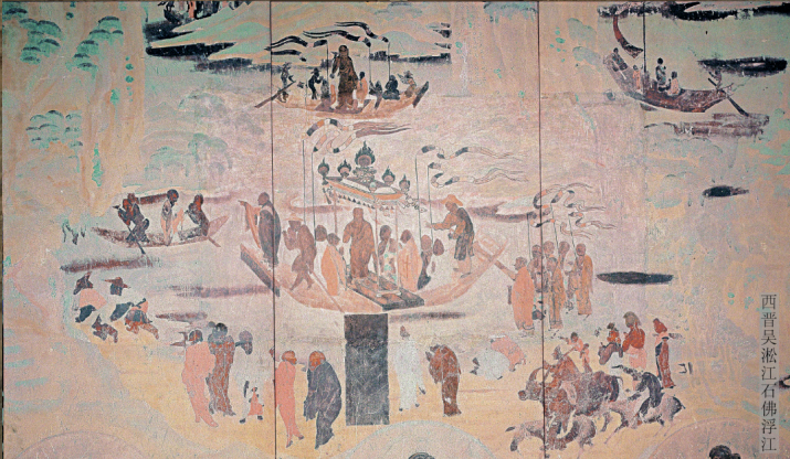<i>Stone Buddhas Floating Down the Suzhou Creek</i>, Dunhuang Cave 323. From e-dunhuang.com