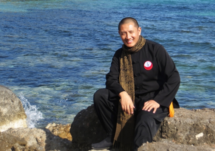Tulku Lobsang Rinpoche at Son Caliu Beach in Calvià, Mallorca. Image courtesy of the author