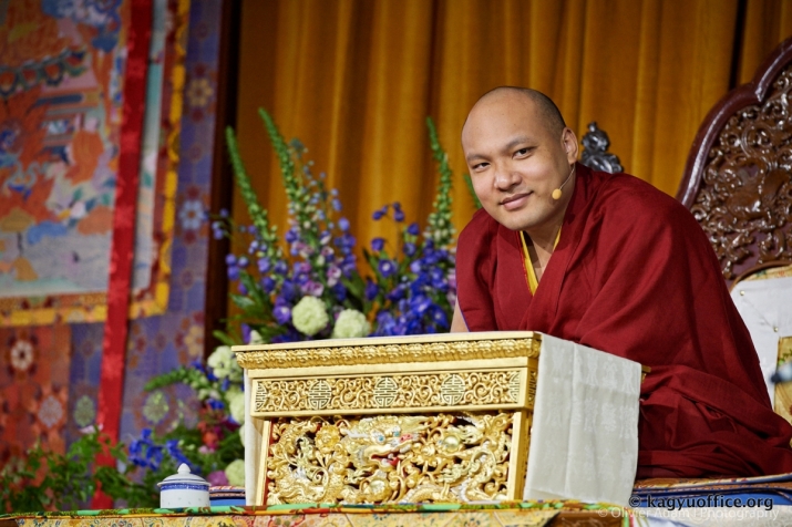 His Holiness the Karmapa gave a three-part teaching on the “Eight Verses for Training the Mind,” in London’s Battersea Park over the weekend. Photo by Olivier Adam. From kagyuoffice.org