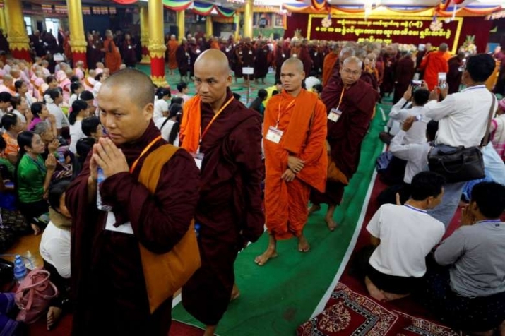Buddhist monks from the Ma Ba Tha attend the nationwide conference in Yangon, Myanmar on May 27. From straitstimes.com