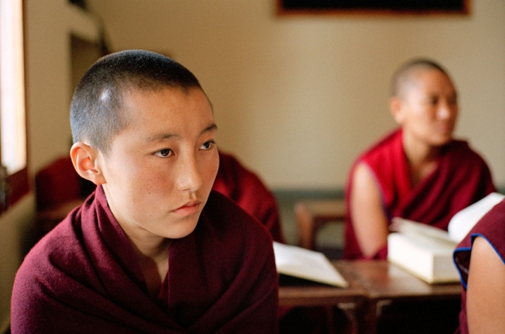 Philosophy class, Dolma Ling nunnery and Institute, India, 2009. Image courtesy of Olivier Adam