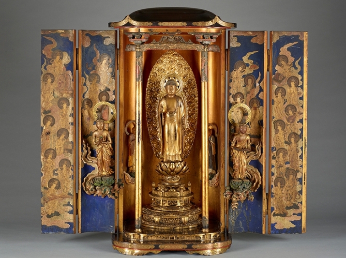 Shrine (<i>butsudan</i>), Japan, Edo period, c. 1800. Wood, lacquer, pigment, gilt, and metal. Photo by Sean Pathasema. From artdaily.com