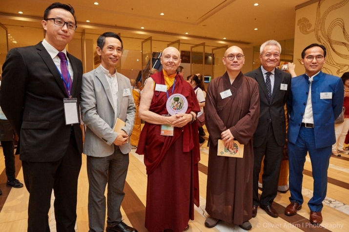 Part of Buddhistdoor Global team with Jetsunma Tenzin Palmo at the conference. Image courtesy of Sakyadhita International Association of Buddhist Women, Photographer Olivier Adam