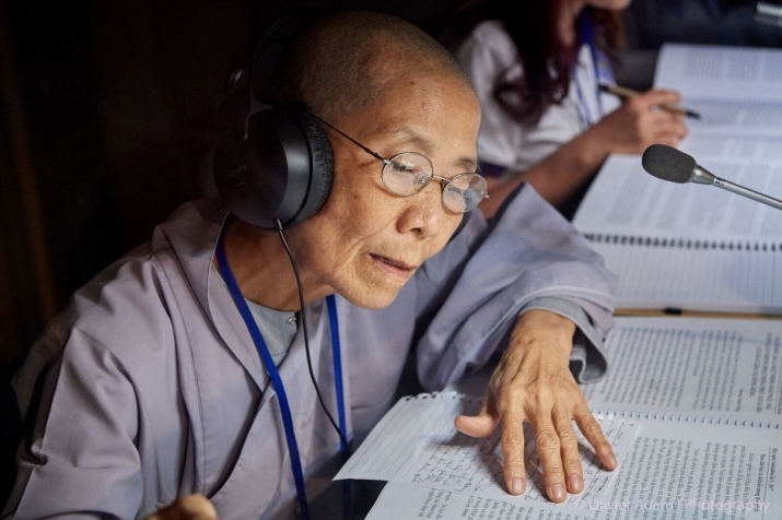Even in the translating booths, nuns were working hard to ease communication at the conference. Image courtesy of Sakyadhita International Association of Buddhist Women, Photographer Olivier Adam