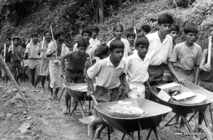 Archive photo of an early Shramadana camp