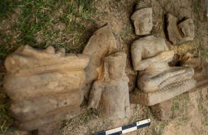 Sculpture fragments unearthed at the dig. From cambodiadaily.com