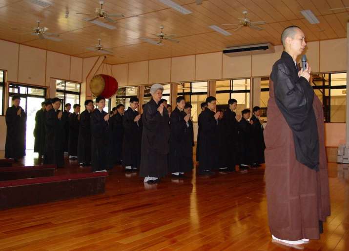 Formal robes are worn during ceremonies. Image courtesy of Dharma Drum Publishing Corp.