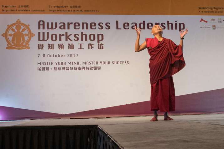 Mingyur Rinpoche at the Awareness Leadership Workshop. Image courtesy of Tergar Asia