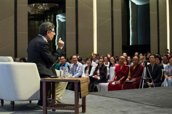 Prof. Richard Davidson speaking at the Leadership Workshop. Image courtesy of Tergar Asia