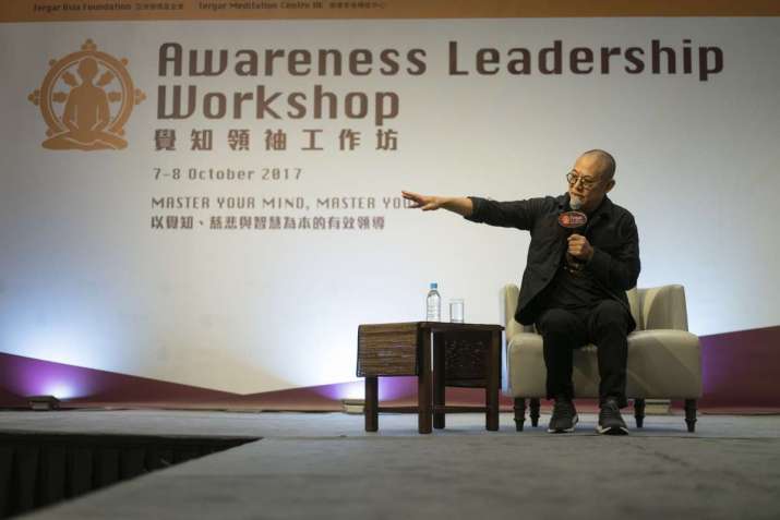 Jet Li speaking at the Leadership Workshop. Image courtesy of Tergar Asia