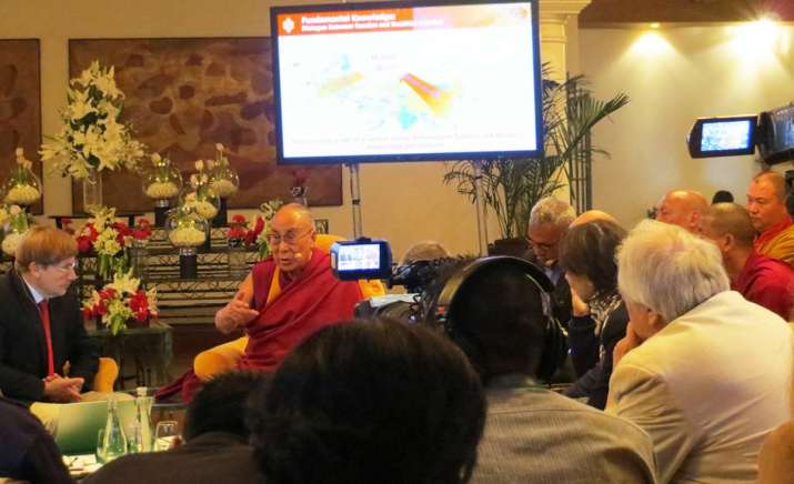 His Holiness the Dalai Lama during the forum “The Nature of Consciousness” in New Delhi. Image courtesy of the author