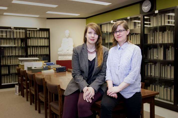 PhD student Annie Heckman (left) and Amanda Goodman, assistant professor of Chinese Buddhism (right). From utoronto.ca