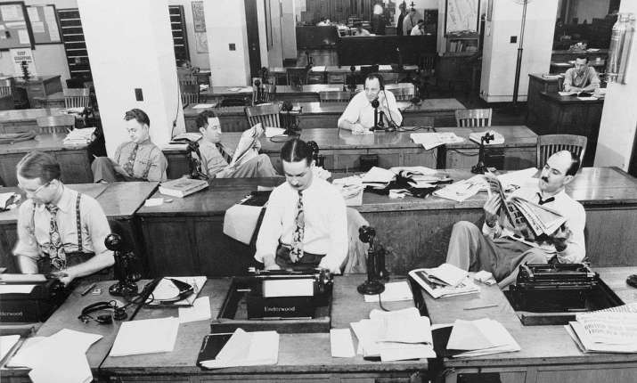 The <i>New York Times</i> newsroom in 1942. From wikipedia.org.jpg